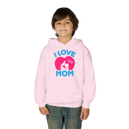 Youth Heavy Blend Hooded Sweatshirt -  i love my mom logo Printify