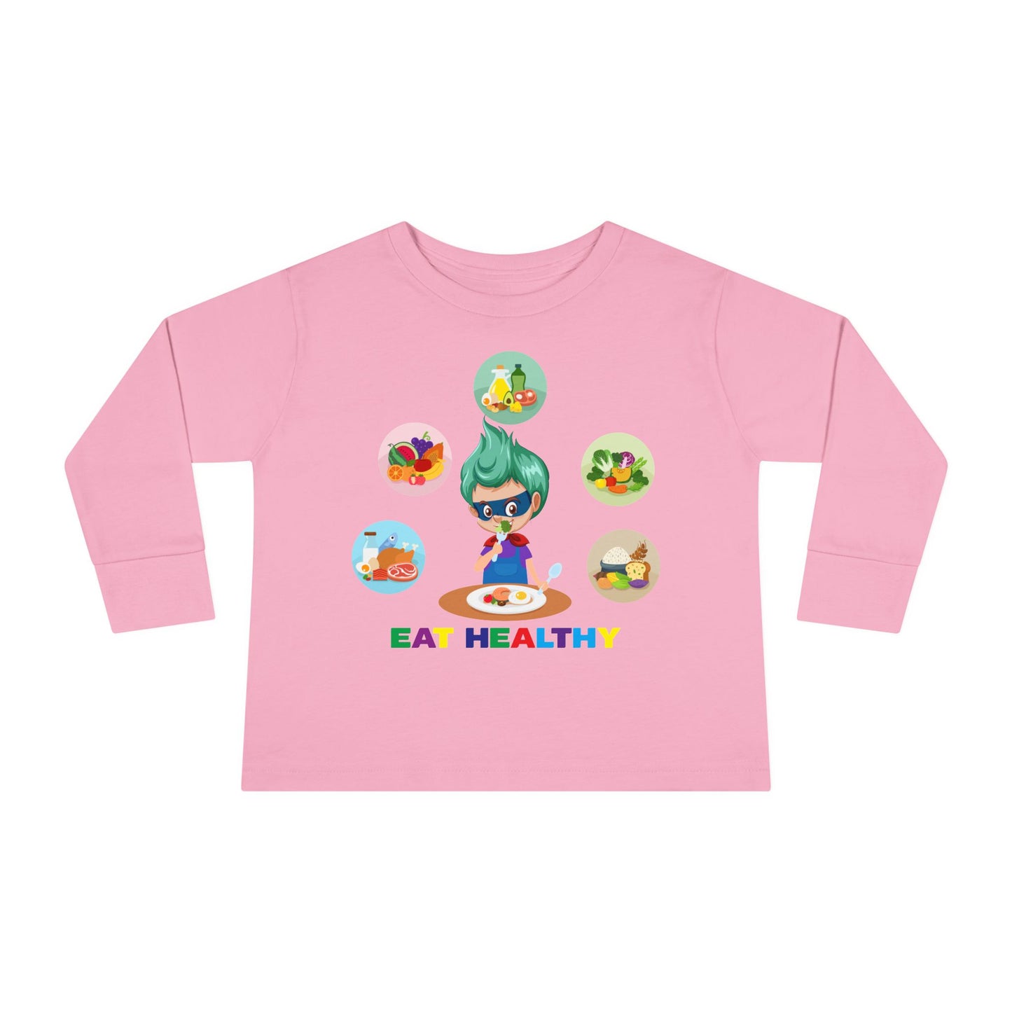 Toddler Long Sleeve Tee - Supper kiddo showing healthy food to eat - [[{"value":"Wonderwear Kid"}]]