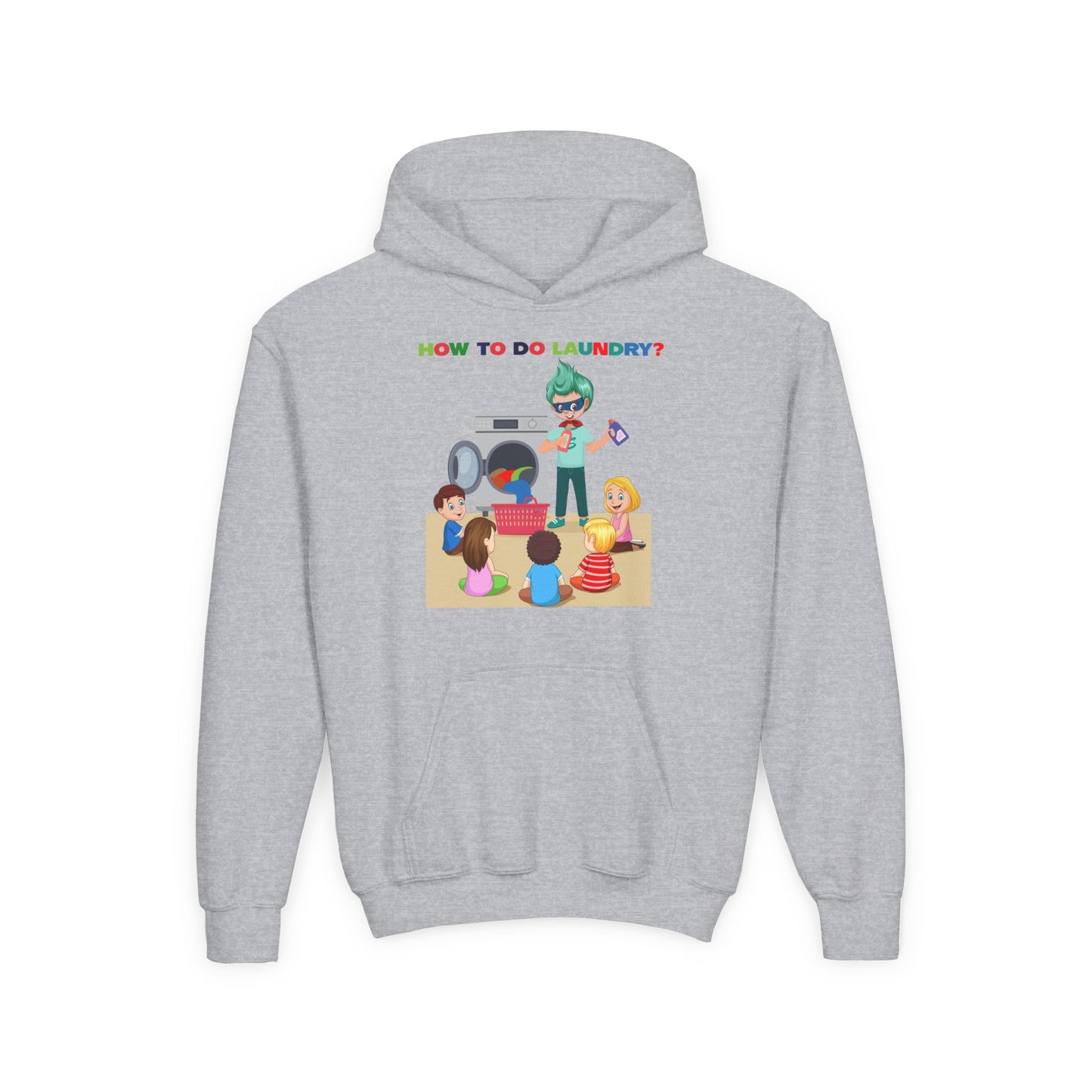 Youth Heavy Blend Hooded Sweatshirt - super kiddo teaching laundry