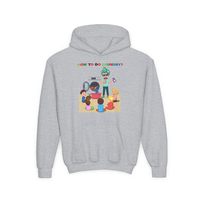Youth Heavy Blend Hooded Sweatshirt - super kiddo teaching laundry - [[{"value":"Wonderwear Kid"}]]