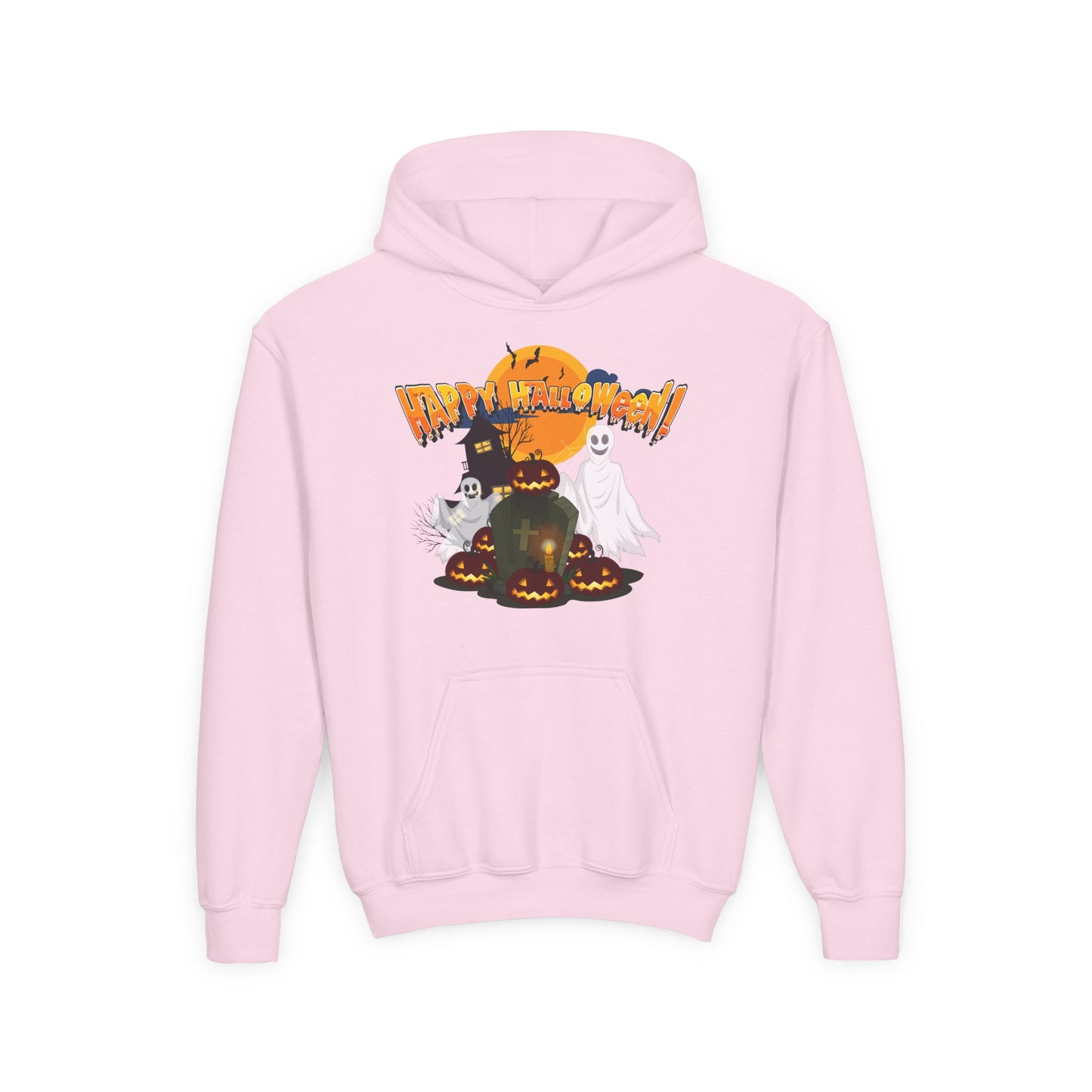 Youth Heavy Blend Hooded Sweatshirt - Happy holloween - cemetery