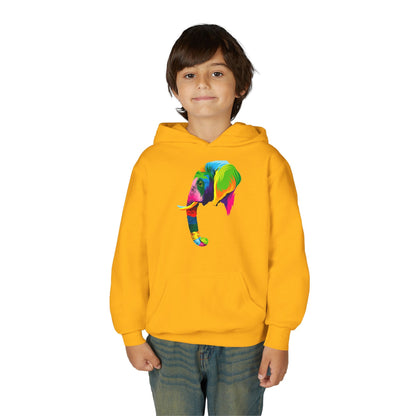 Youth hoodie with adorable elephant design Printify