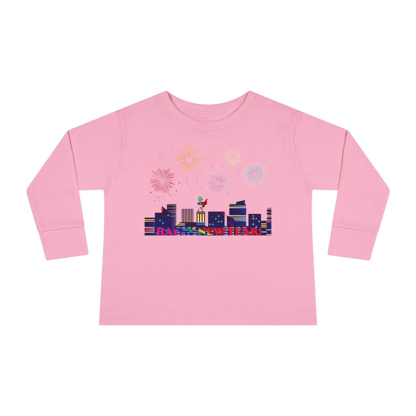 Toddler Long Sleeve Tee - Super kiddo with fireworks with text - [[{"value":"Wonderwear Kid"}]]