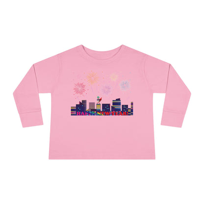 Toddler Long Sleeve Tee - Super kiddo with fireworks with text - [[{"value":"Wonderwear Kid"}]]