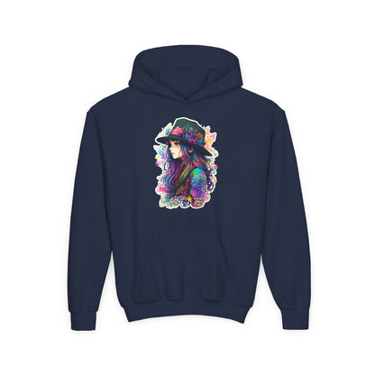 Youth Heavy Blend Hooded Sweatshirt - Beautiful Bohemian Floral Printify