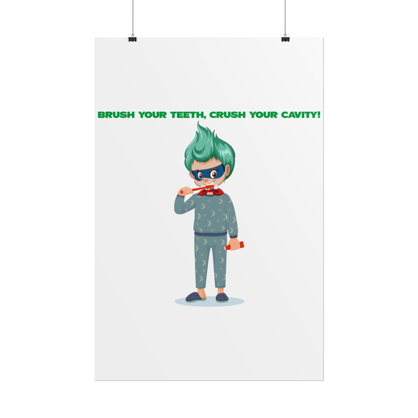 Rolled Posters - Super kiddo brushing teeth - [[{"value":"Wonderwear Kid"}]]