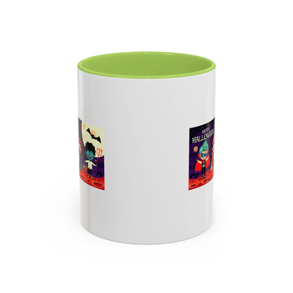 Accent Coffee Mug - Super kiddo with friends on holloween - [[{"value":"Wonderwear Kid"}]]