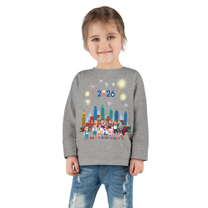 Toddler Long Sleeve Tee - Happy new year with fireworks - [[{"value":"Wonderwear Kid"}]]
