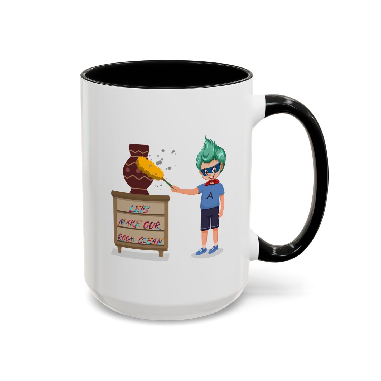Accent Coffee Mug - Super kiddo cleaning a vase