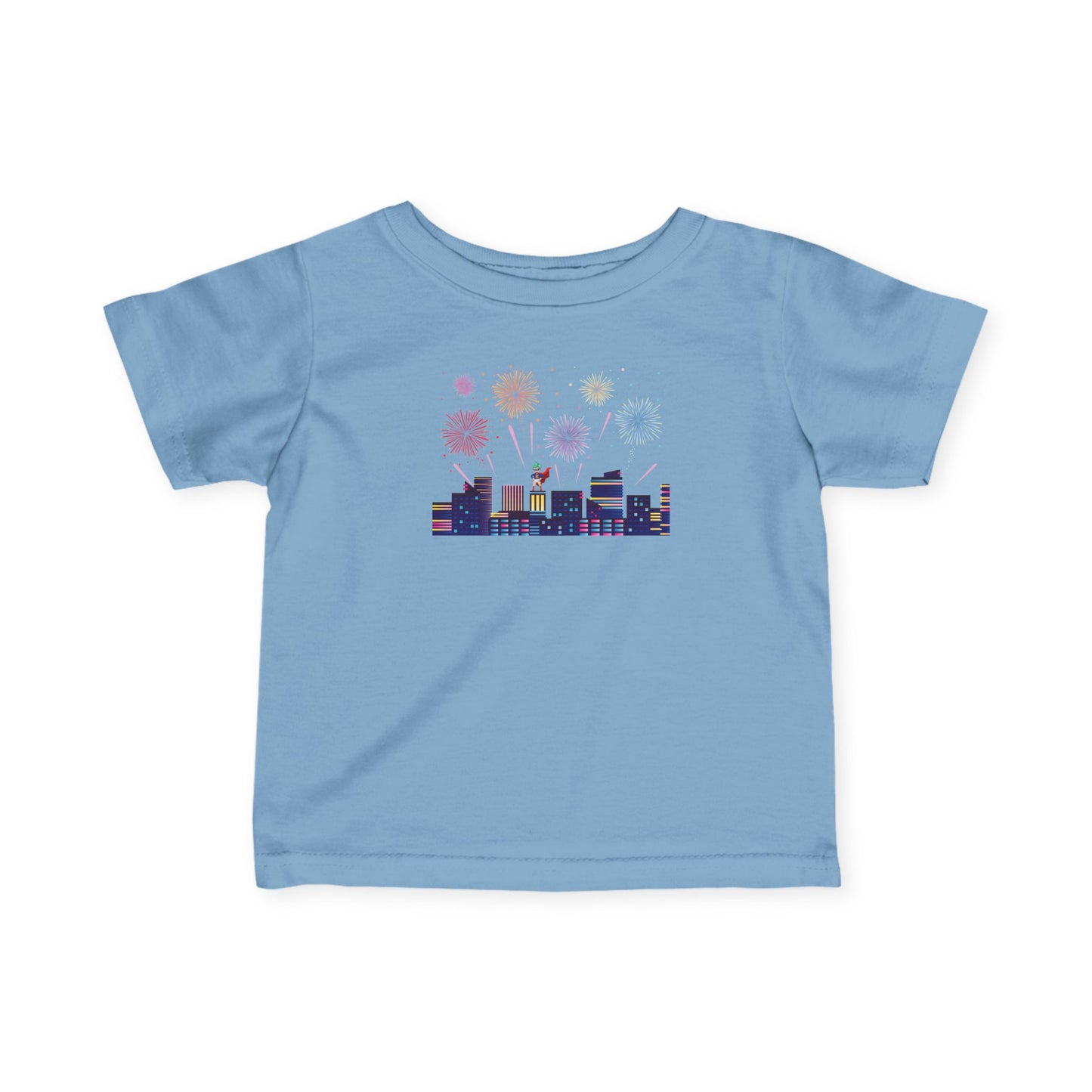 Infant Fine Jersey Tee - Super kiddo with fireworks - [[{"value":"Wonderwear Kid"}]]