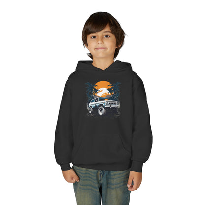 Youth Heavy Blend Hooded Sweatshirt - Off road car Printify