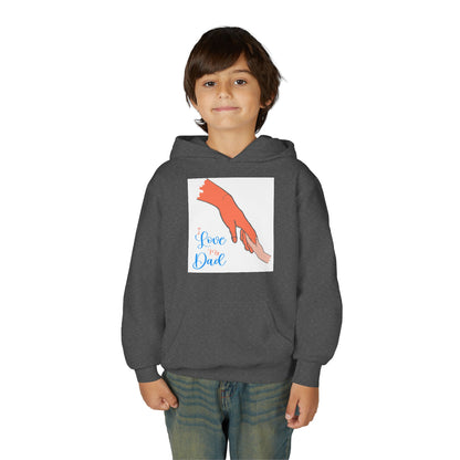 Youth Heavy Blend Hooded Sweatshirt -  Child and dad holding hands Printify
