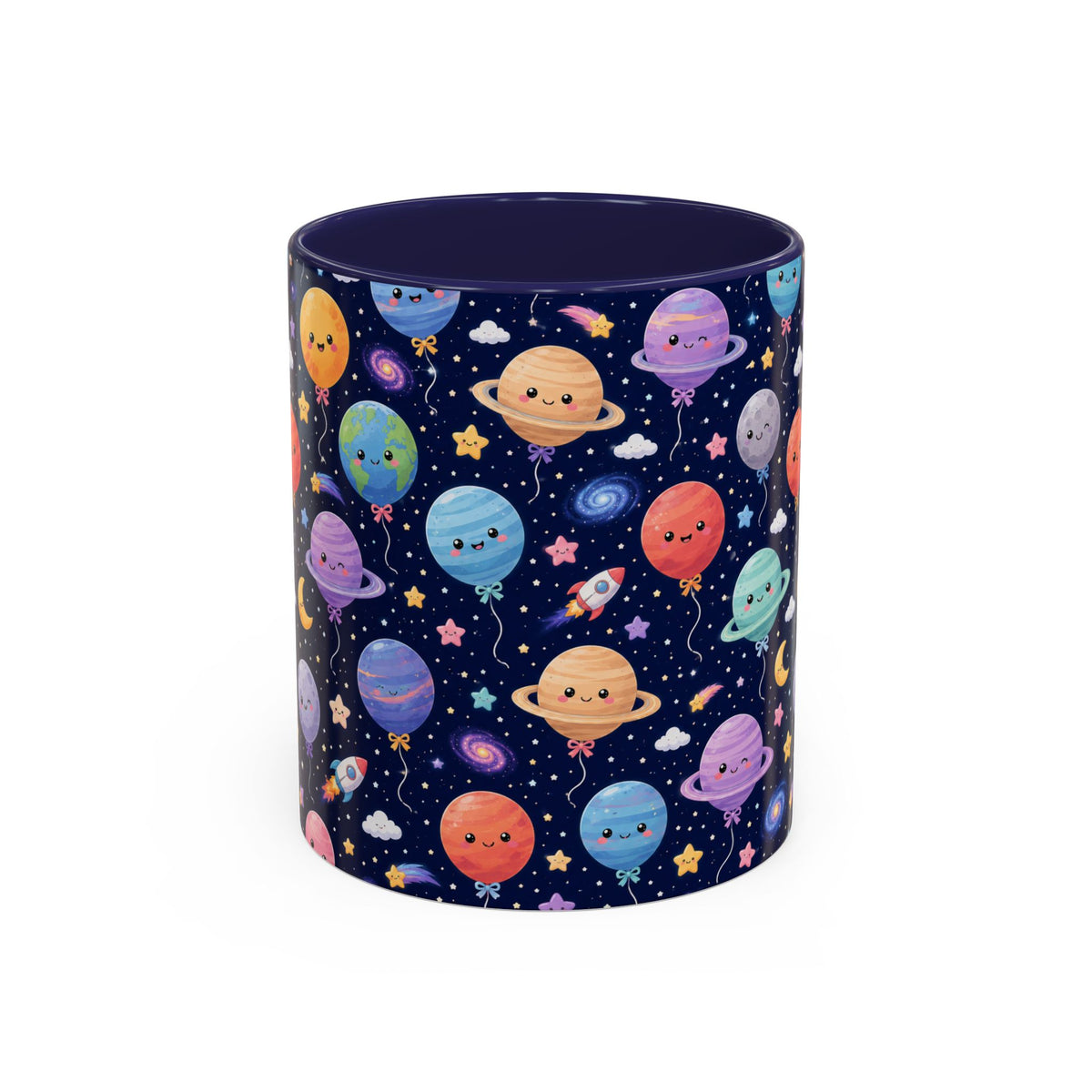 Accent Coffee Mug (11/15 oz) - Kawaii Space Balloon Planet