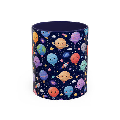 Accent Coffee Mug (11/15 oz) - Kawaii Space Balloon Planet