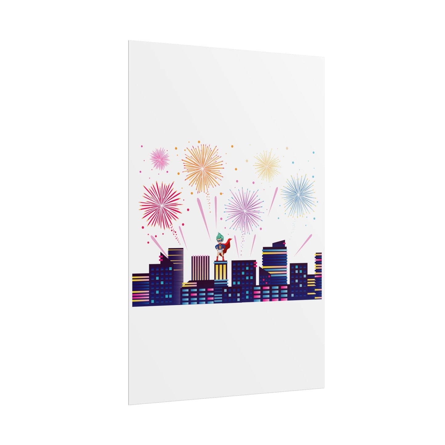 Rolled Posters - Super kiddo with fireworks - [[{"value":"Wonderwear Kid"}]]
