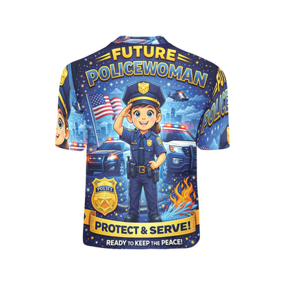 Little Kids' All Over Print Crew Neck T-Shirt - Proud to Serve - Young Patriot - Future Policewoman