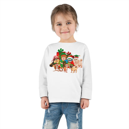 Toddler Long Sleeve Tee - Christmas with super kiddo pet friends without text - [[{"value":"Wonderwear Kid"}]]