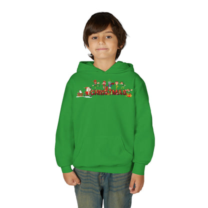 Youth Heavy Blend Hooded Sweatshirt - Christmas with santa claus and friends - [[{"value":"Wonderwear Kid"}]]