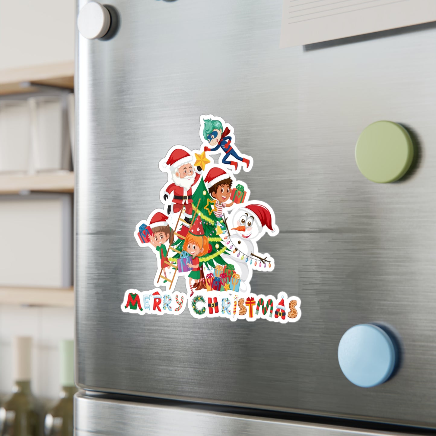 Christmas Kiss-Cut Vinyl Decals – Super kiddo making christmas tree with text - [[{"value":"Wonderwear Kid"}]]