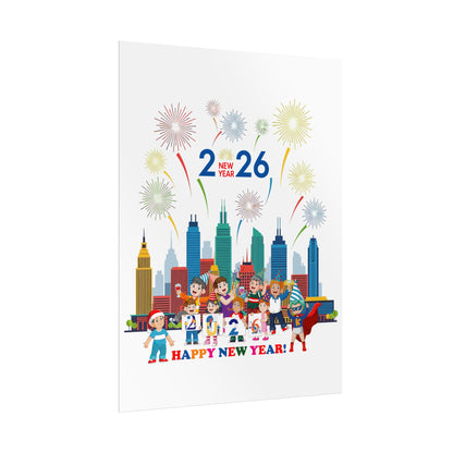 Rolled Posters - Happy new year with fireworks - [[{"value":"Wonderwear Kid"}]]