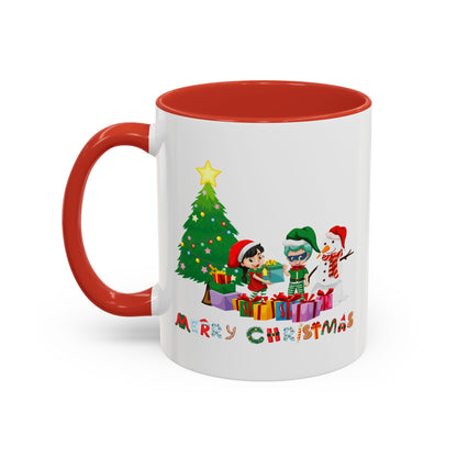 Accent Coffee Mug - Super kiddo preparing gifts - [[{"value":"Wonderwear Kid"}]]