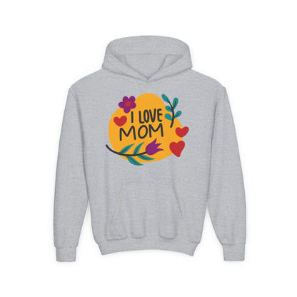Youth Heavy Blend Hooded Sweatshirt - I love mom Printify