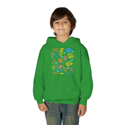 Youth Heavy Blend Hooded Sweatshirt - Sea creatures Printify