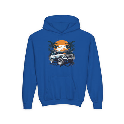 Youth Heavy Blend Hooded Sweatshirt - Off road car Printify