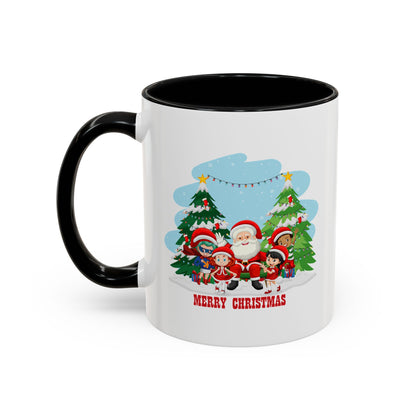 Accent Coffee Mug - Super kiddo with santa claus Merry christmas - [[{"value":"Wonderwear Kid"}]]