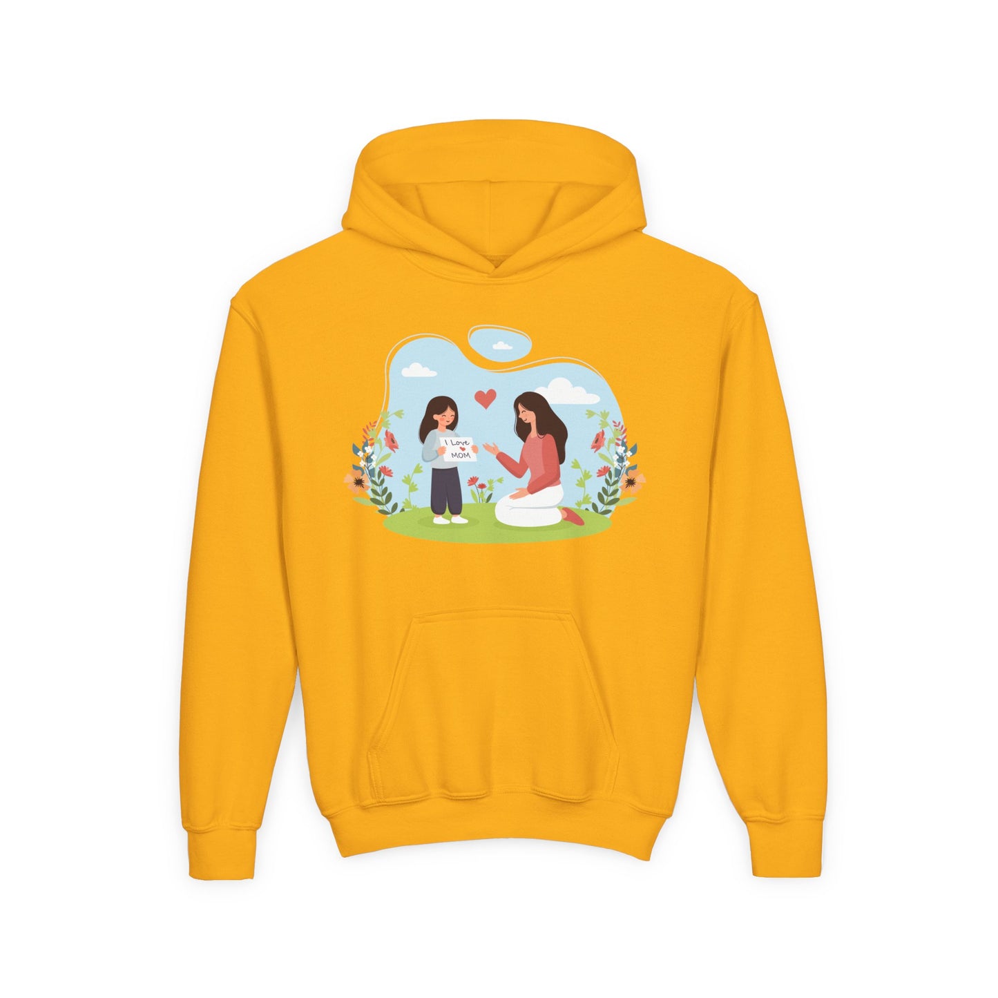 Youth Heavy Blend Hooded Sweatshirt -  Mother and daughter love