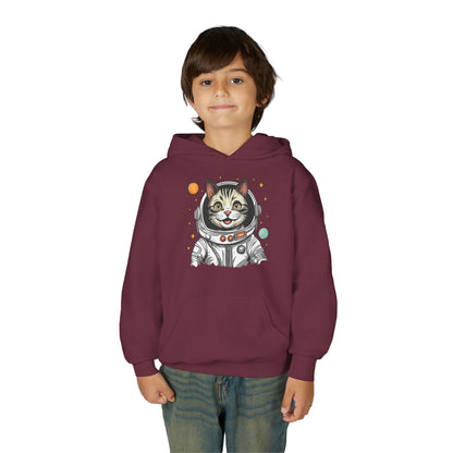 Youth Heavy Blend Hooded Sweatshirt - Astronaut cat Printify