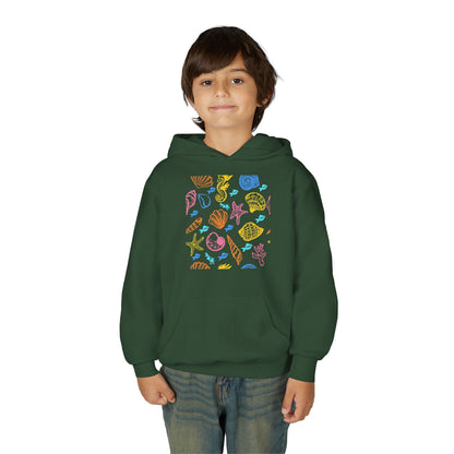 Youth Heavy Blend Hooded Sweatshirt - Sea creatures Printify