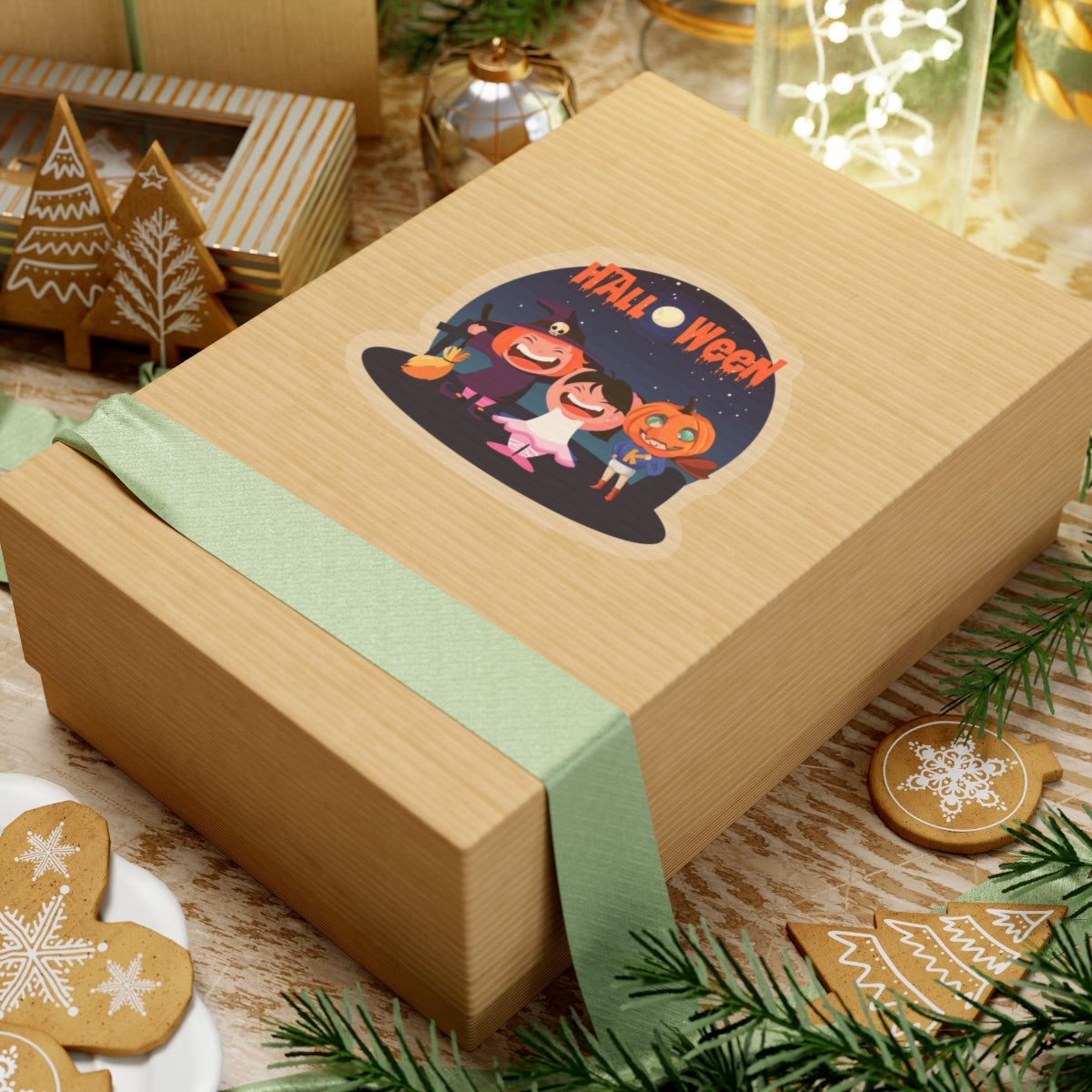 Kiss-Cut Stickers - Super kiddo wearing pumpkin - [[{"value":"Wonderwear Kid"}]]