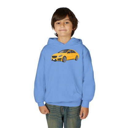 Youth Heavy Blend Hooded Sweatshirt - Yellow car Printify