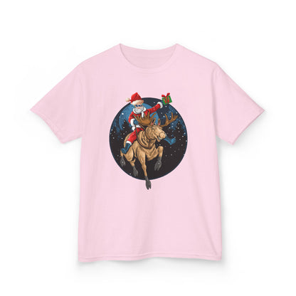Kids Heavy Cotton™ Tee - Super kiddo riding a reindeer - [[{"value":"Wonderwear Kid"}]]