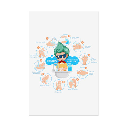 Rolled Posters - Super kiddo hand washing steps - [[{"value":"Wonderwear Kid"}]]