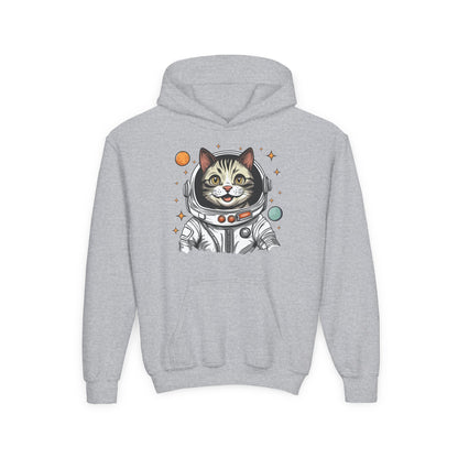 Youth Heavy Blend Hooded Sweatshirt - Astronaut cat Printify