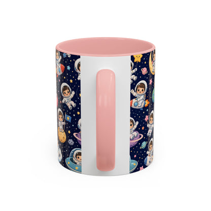 Accent Coffee Mug  (11/15 oz) - Kawaii Astronauts in a Starry Space Adventure