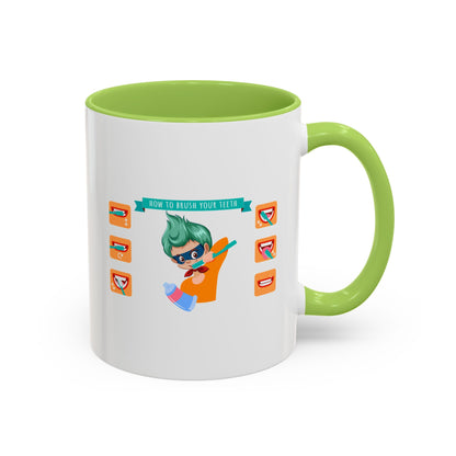 Accent Coffee Mug - Super kiddo how to brush teeth - [[{"value":"Wonderwear Kid"}]]