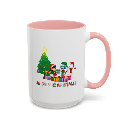 Accent Coffee Mug - Super kiddo preparing gifts - [[{"value":"Wonderwear Kid"}]]