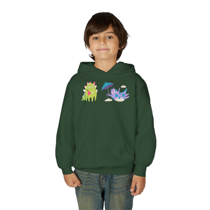Youth Heavy Blend Hooded Sweatshirt - Monsters playing Printify