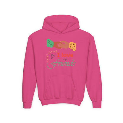 Youth Heavy Blend Hooded Sweatshirt - I love my friends Printify