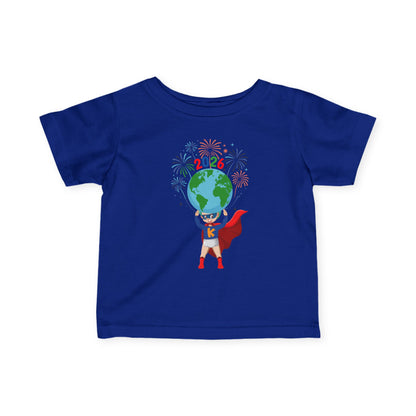 Infant Fine Jersey Tee - Super kiddo holding globe - [[{"value":"Wonderwear Kid"}]]