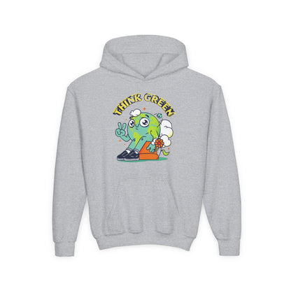 Youth Heavy Blend Hooded Sweatshirt - Think Green Design Printify