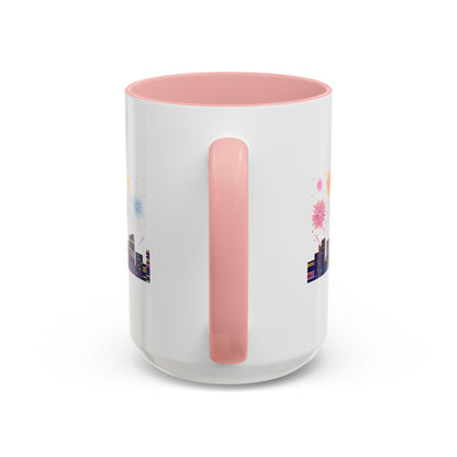 Accent Coffee Mug - Super kiddo with fireworks - [[{"value":"Wonderwear Kid"}]]