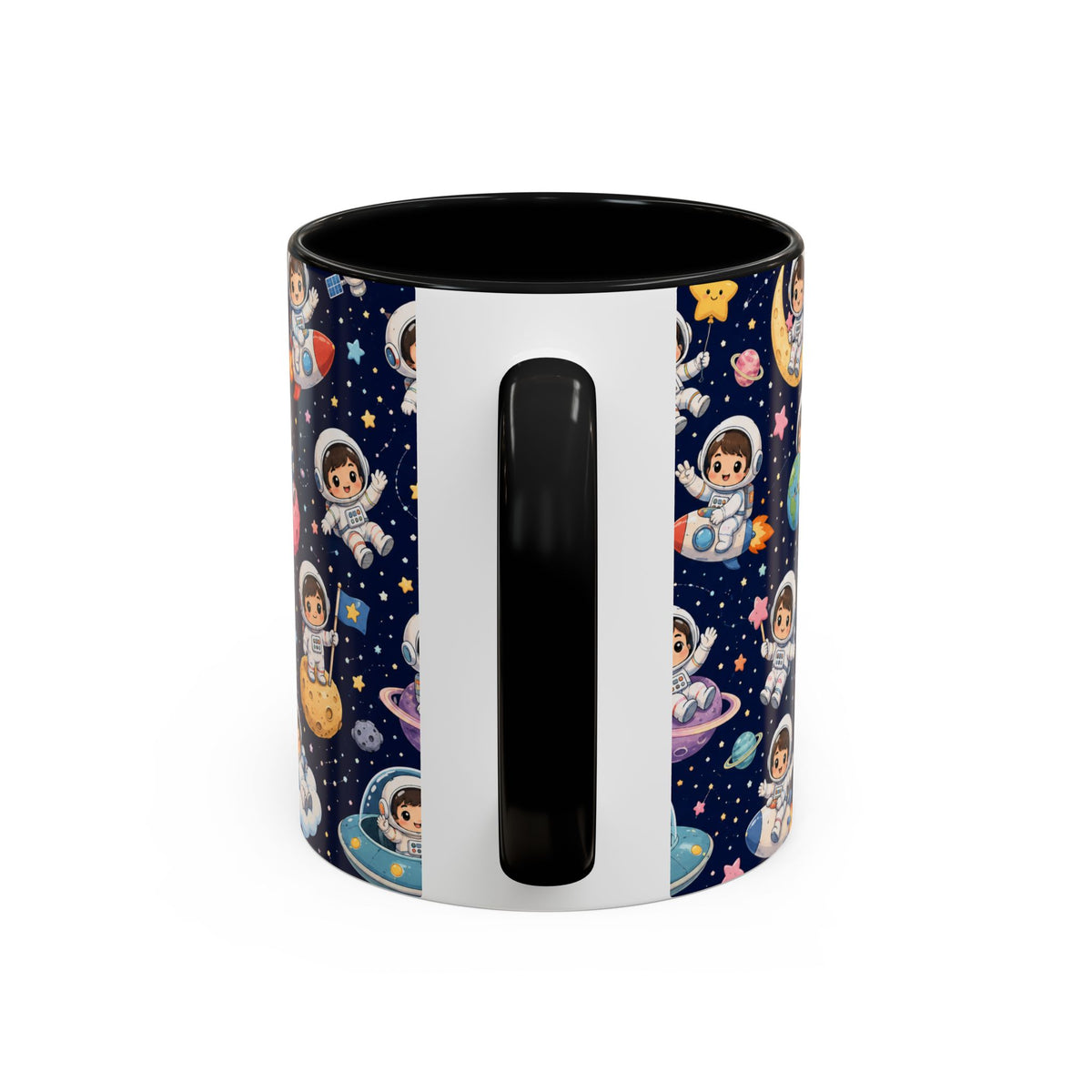 Accent Coffee Mug  (11/15 oz) - Kawaii Astronauts in a Starry Space Adventure