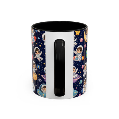 Accent Coffee Mug  (11/15 oz) - Kawaii Astronauts in a Starry Space Adventure