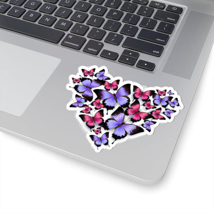 Kiss-Cut Vinyl Decals - Heart shape monarch butterfly Printify