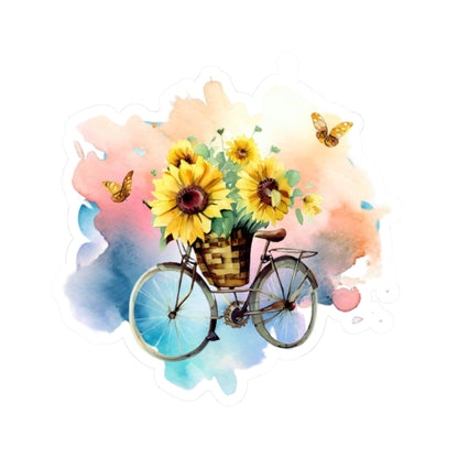 Kiss-Cut Stickers - Flower Bicycle Printify
