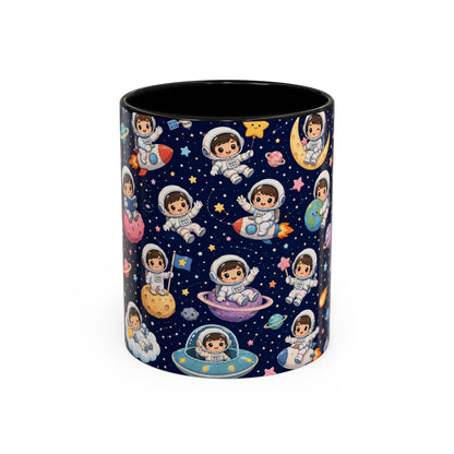 Accent Coffee Mug  (11/15 oz) - Kawaii Astronauts in a Starry Space Adventure